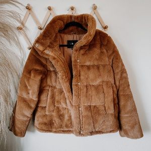 Faux Fur Camel Coat